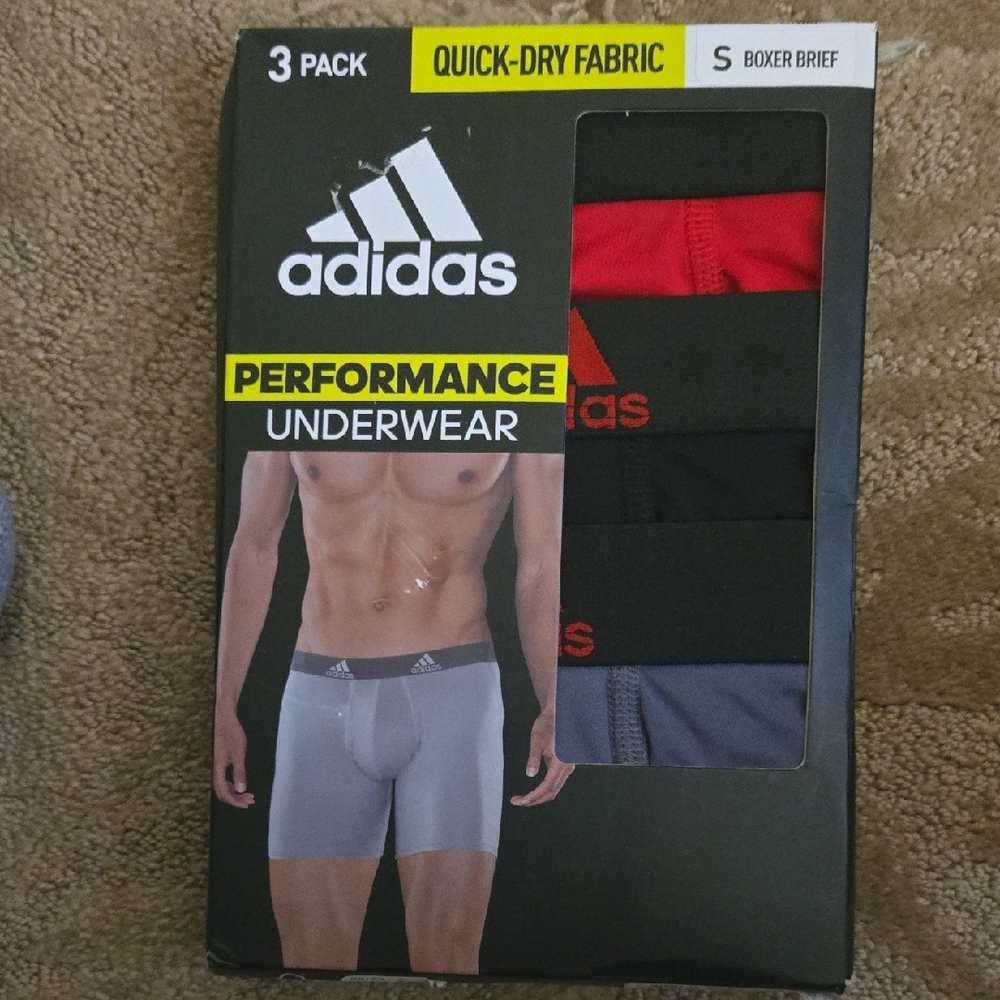 Adidas Red and Black Performance Boxer Briefs 3-Pack